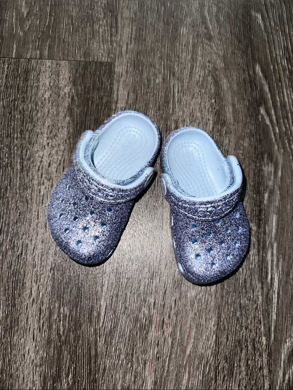 CROCS Kids Glitter Clogs - Silver